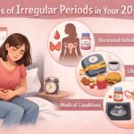 Young woman tracking her menstrual cycle, highlighting causes of irregular periods in the 20s