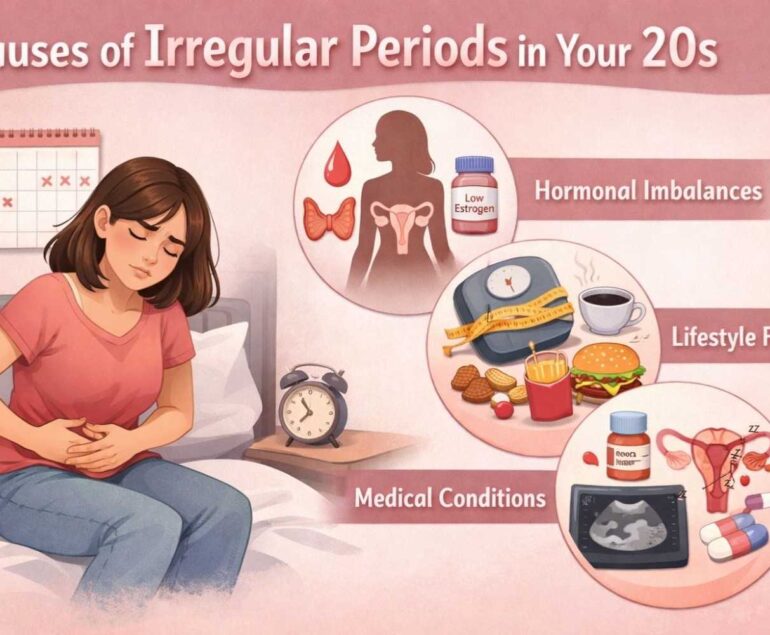 Young woman tracking her menstrual cycle, highlighting causes of irregular periods in the 20s
