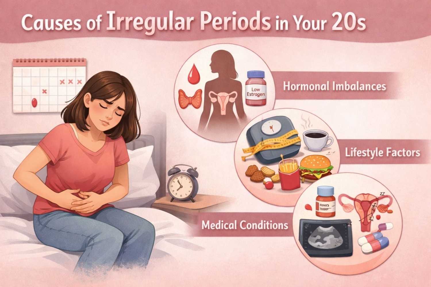 Young woman tracking her menstrual cycle, highlighting causes of irregular periods in the 20s