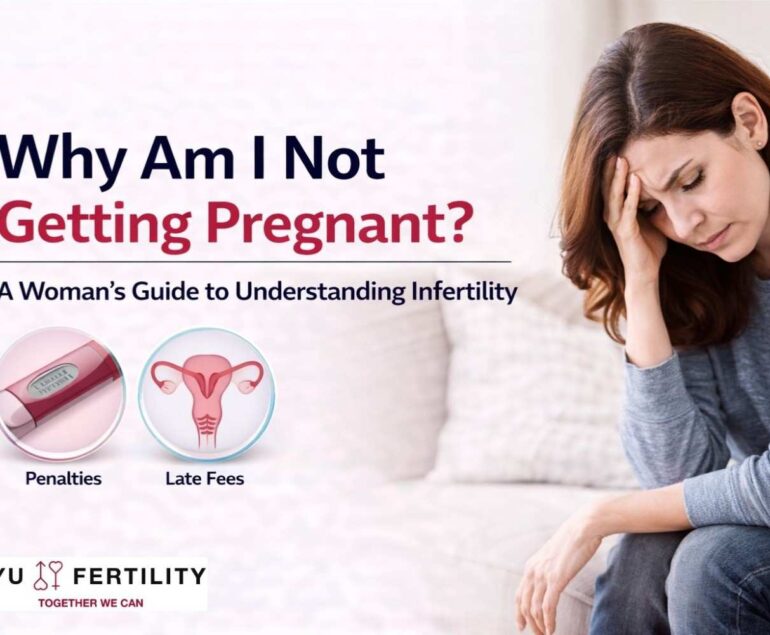Woman thinking about infertility reasons and why she is not getting pregnant with medical fertility consultation concept